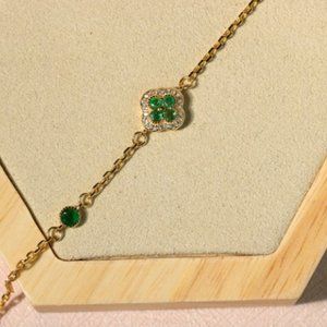 Natural emerald lucky four-leaf clover bracelet